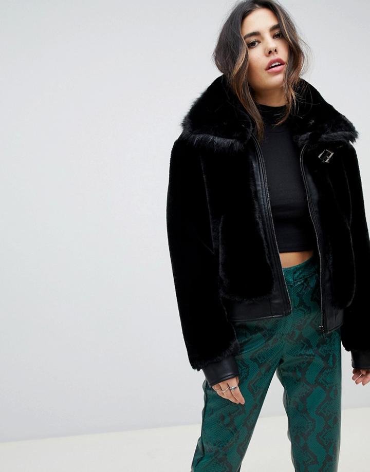 Blank Nyc Faux Fur Boxy Jacket - Black