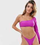 South Beach Mix & Match Fiesta One Sleeve Bikini Top-purple