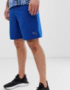 Puma Training Logo Woven 9 Inch Shorts In Blue - Blue