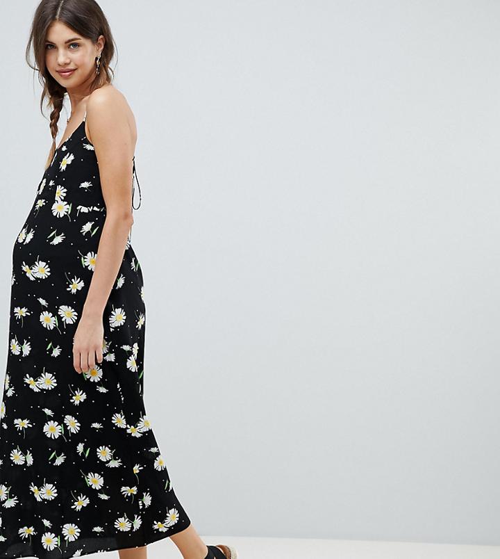 Asos Design Maternity Cami Maxi Dress In Daisy Print - Multi