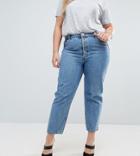 Asos Curve Recycled Florence Authentic Straight Leg Jeans In Mindy Vintage Blue Wash - Blue