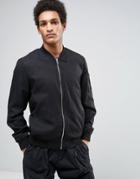 Casual Friday Ma1 Bomber Jacket In Clean Look - Black