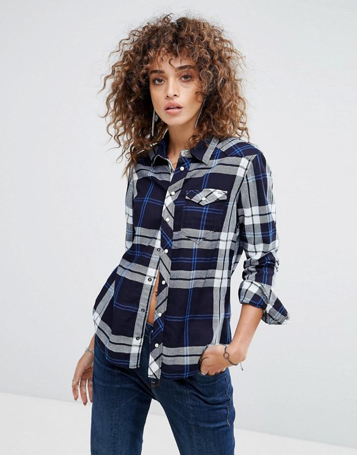 G-star Check Western Shirt - Blue