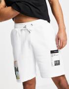 Liquor N Poker Shorts In White With Illustration Placement Print