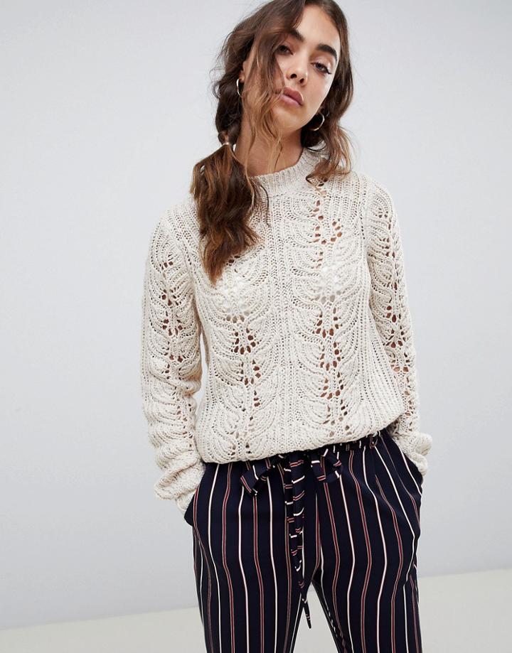 Vero Moda Chunky Cable Knit Sweater-cream