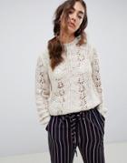 Vero Moda Chunky Cable Knit Sweater-cream
