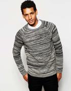 Selected Homme Spacedye Stripe Knitted Sweater - Black