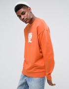 Asos Oversized Sweatshirt With Chinese Print In Orange - Orange