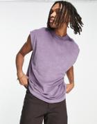 Asos Design Oversized Tank Top In Purple Towelling