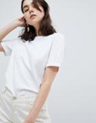 Pieces Folded Sleeve T-shirt-white