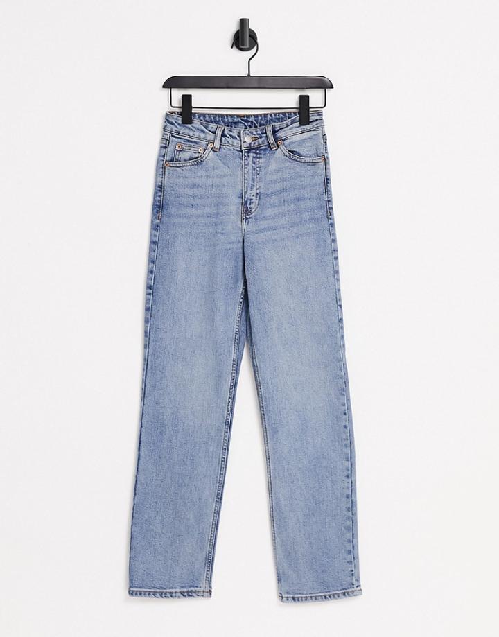 Dr Denim Li Straight Leg Mid Rise Jeans In Light Wash Blue-blues