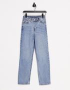 Dr Denim Li Straight Leg Mid Rise Jeans In Light Wash Blue-blues