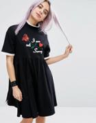 Lazy Oaf I Am Not Sorry T-shirt Dress - Black