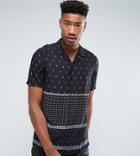 Asos Tall Regular Fit Viscose Shirt With Boarder Print - Brown