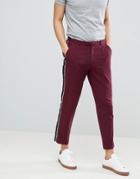 Asos Design Skinny Crop Smart Pants With Fringe Side Stripe - Pink