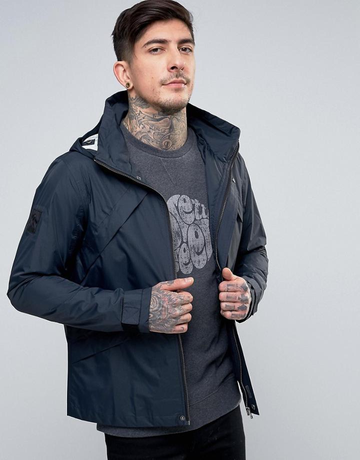 Pretty Green Carlton Hooded Jacket Lightweight In Navy - Navy