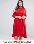Closet Plus Skater Dress With Cold Shoulder Detail - Red