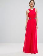 Little Mistress Wrap Front Maxi Dress With Embellished Waist - Red