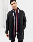 Burton Menswear Scarf In Navy And Burgundy Stripe - Navy