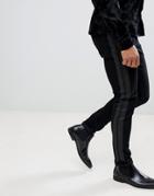 Asos Super Skinny Jeans In Black With Printed Side Stripe - Black