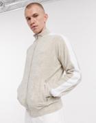 The Couture Club Set Track Jacket With Contrast Panel In Beige-neutral