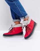 Sorel Cozy Carnival Red Waterproof Flat Boots - Red