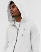 G-star Zip Up Hoodie With Hood Branding In Gray