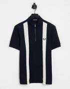 Fred Perry Color Block Panel Polo Shirt In Navy
