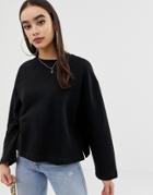 Asos Design Clean Boxy Sweatshirt In Black - Black