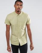Asos Casual Slim Oxford Shirt With Stretch In Sage - Green