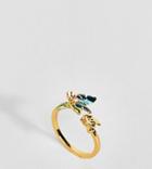 Bill Skinner Gold Plated Enamel Butterfly Ring - Gold
