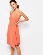 C/meo Collective On The Line Wrap Dress With Ring Detail - Red