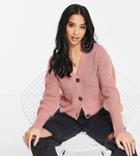 Vero Moda Petite V-neck Cardigan With Deep Cuff In Rose-pink