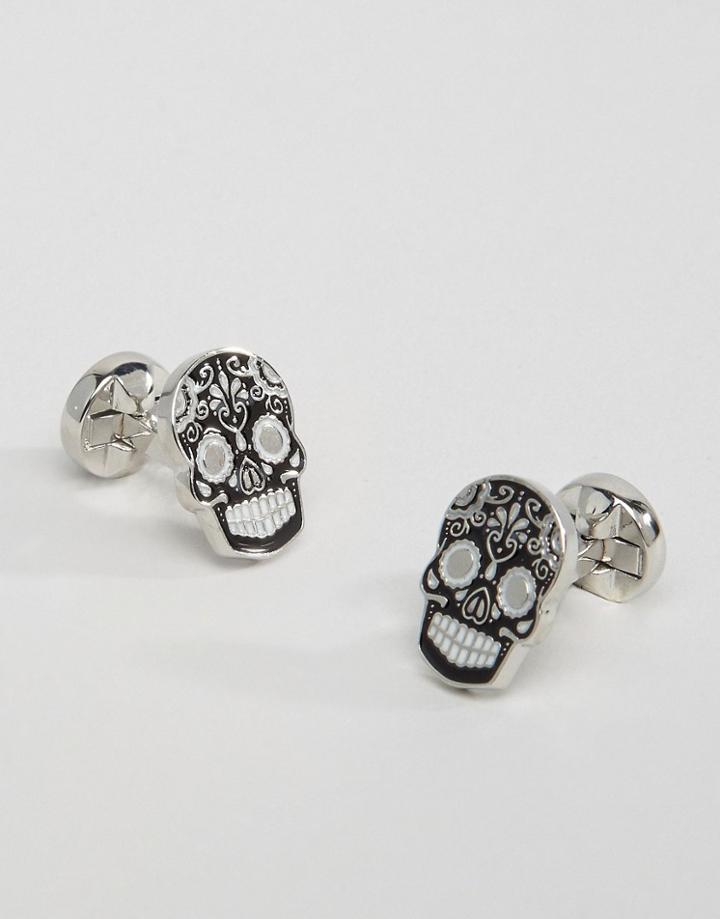 Noose & Monkey Sugar Skull Cufflinks In Black - Black