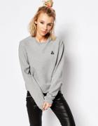 Le Coq Sportif Oversized Fit Gray Logo Sweatshirt - Light Heather Gray