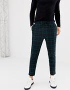 New Look Slim Fit Smart Joggers In Navy Check - Navy