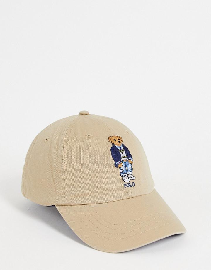 Polo Ralph Lauren Cap In Tan With Bear Logo-neutral