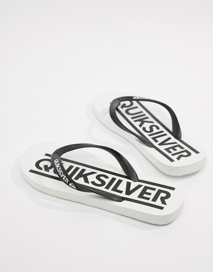 Quiksilver Java Woodmark Logo Flip Flop In White - White