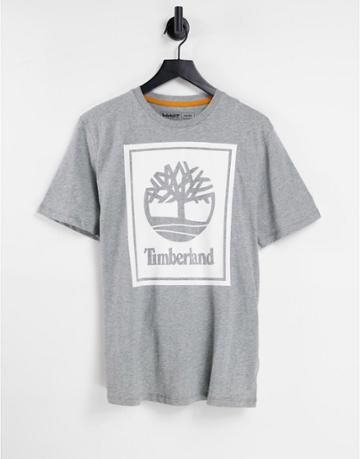 Timberland Stack Logo T-shirt In Gray-grey