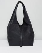 Asos Soft Slouch Shopper Bag With Tie - Black