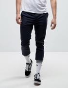 Asos Skinny Super Cropped Chinos In Navy - Navy