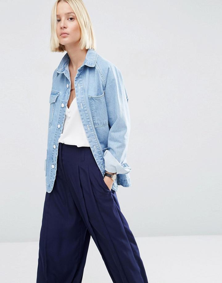 Asos White Carpenter Denim Jacket - Blue