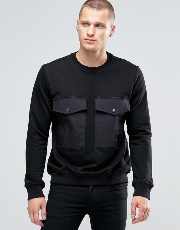 Religion Sweatshirt With Oversized Front Pockets - Black