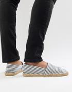 Asos Design Espadrilles In Navy Striped Canvas - Navy