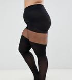 Asos Design Curve Mock Over The Knee Tights With Support-black