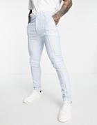 Asos Design Smart Skinny Sweatpants With Cuff In Blue Geo Jacquard - Part Of A Set-blues
