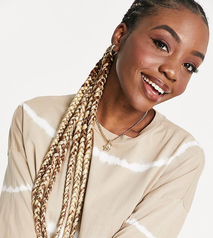 Asos Design Tall Oversized T-shirt In Tie-dye Stripe In Beige-neutral