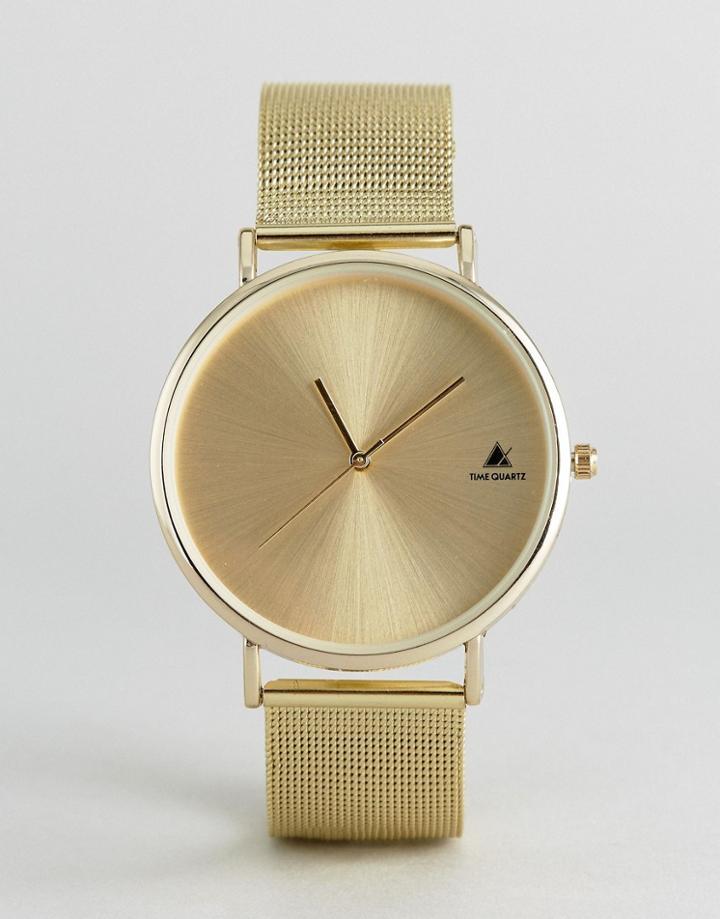 Asos Watch With Mesh Strap In Gold - Gold