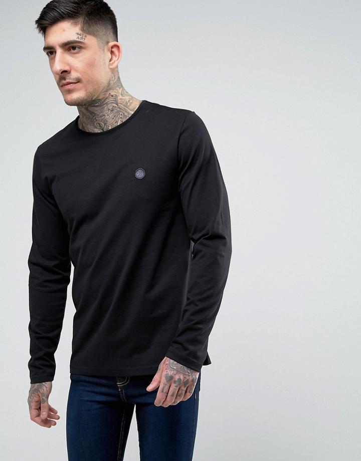 Pretty Green Mitchell Long Sleeve Crew Neck T-shirt In Black - Black