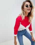Asos Design Sweatshirt In Color Block Chevron - Multi